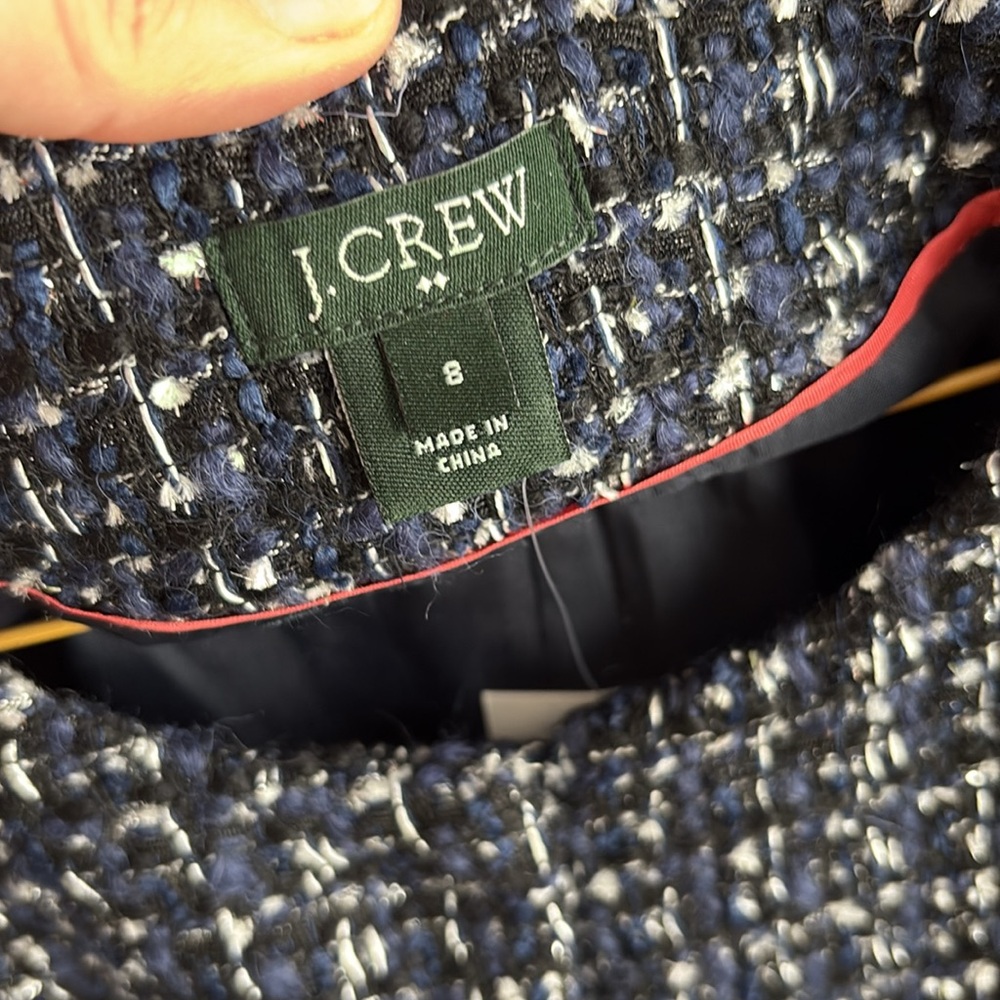 J. Crew  Navy, black metallic crop Tweed Jacket, size 8, new - Picture 5 of 8